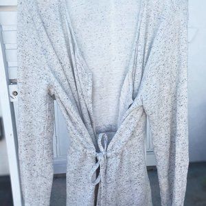 J JILL- PURE JILL CREAM WITH BLACK FLECKS CARDIGAN SWEATER  - L  - GENTLY WORN